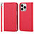 Leather Case Stands Flip Cover L08 Holder for Apple iPhone 13 Pro Red