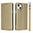 Leather Case Stands Flip Cover L08 Holder for Apple iPhone 14 Plus Gold