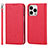 Leather Case Stands Flip Cover L08 Holder for Apple iPhone 14 Pro Max Red