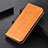 Leather Case Stands Flip Cover L08 Holder for Motorola Moto Edge Orange