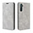Leather Case Stands Flip Cover L08 Holder for Realme XT Gray