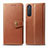 Leather Case Stands Flip Cover L08 Holder for Sony Xperia 5 II Brown