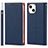 Leather Case Stands Flip Cover L09 Holder for Apple iPhone 13 Mini Blue