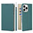 Leather Case Stands Flip Cover L09 Holder for Apple iPhone 13 Pro Cyan