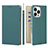 Leather Case Stands Flip Cover L09 Holder for Apple iPhone 14 Pro Max Cyan