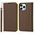 Leather Case Stands Flip Cover L10 Holder for Apple iPhone 13 Pro Max Brown
