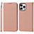 Leather Case Stands Flip Cover L10 Holder for Apple iPhone 13 Pro Max Rose Gold