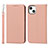 Leather Case Stands Flip Cover L10 Holder for Apple iPhone 14 Plus Rose Gold