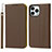 Leather Case Stands Flip Cover L10 Holder for Apple iPhone 14 Pro Brown