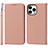 Leather Case Stands Flip Cover L10 Holder for Apple iPhone 14 Pro Rose Gold