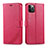 Leather Case Stands Flip Cover L11 Holder for Apple iPhone 12 Pro Hot Pink