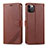 Leather Case Stands Flip Cover L11 Holder for Apple iPhone 12 Pro Max Brown