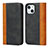 Leather Case Stands Flip Cover L12 Holder for Apple iPhone 13 Black