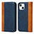 Leather Case Stands Flip Cover L12 Holder for Apple iPhone 13 Blue
