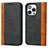 Leather Case Stands Flip Cover L12 Holder for Apple iPhone 13 Pro Max Black