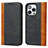 Leather Case Stands Flip Cover L12 Holder for Apple iPhone 14 Pro Max Black