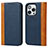 Leather Case Stands Flip Cover L12 Holder for Apple iPhone 14 Pro Max Blue