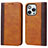 Leather Case Stands Flip Cover L12 Holder for Apple iPhone 14 Pro Max Brown