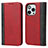 Leather Case Stands Flip Cover L12 Holder for Apple iPhone 14 Pro Max Red