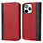 Leather Case Stands Flip Cover L13 Holder for Apple iPhone 14 Pro Max Red