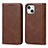 Leather Case Stands Flip Cover L14 Holder for Apple iPhone 13 Mini Brown