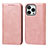 Leather Case Stands Flip Cover L14 Holder for Apple iPhone 14 Pro Max Rose Gold