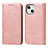 Leather Case Stands Flip Cover L14 Holder for Apple iPhone 14 Rose Gold