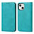 Leather Case Stands Flip Cover L14 Holder for Apple iPhone 14 Sky Blue