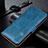 Leather Case Stands Flip Cover L14 Holder for Samsung Galaxy M21s Blue