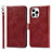 Leather Case Stands Flip Cover L15 Holder for Apple iPhone 14 Pro Max Red