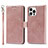 Leather Case Stands Flip Cover L15 Holder for Apple iPhone 14 Pro Max Rose Gold