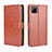 Leather Case Stands Flip Cover L15 Holder for Realme C11 Brown
