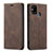 Leather Case Stands Flip Cover L15 Holder for Samsung Galaxy M21s Brown