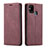 Leather Case Stands Flip Cover L15 Holder for Samsung Galaxy M21s Red Wine