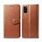 Leather Case Stands Flip Cover L18 Holder for Samsung Galaxy A41 Brown