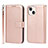 Leather Case Stands Flip Cover L19 Holder for Apple iPhone 13 Mini Rose Gold