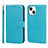 Leather Case Stands Flip Cover L19 Holder for Apple iPhone 13 Mini Sky Blue