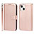 Leather Case Stands Flip Cover L19 Holder for Apple iPhone 14 Plus Rose Gold