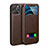 Leather Case Stands Flip Cover N01 Holder for Apple iPhone 12 Pro Brown