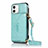 Leather Case Stands Flip Cover N03 Holder for Apple iPhone 12 Cyan