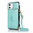 Leather Case Stands Flip Cover N03 Holder for Apple iPhone 12 Mini Cyan