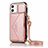 Leather Case Stands Flip Cover N03 Holder for Apple iPhone 12 Mini Rose Gold