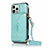 Leather Case Stands Flip Cover N03 Holder for Apple iPhone 12 Pro Cyan