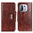 Leather Case Stands Flip Cover N04P Holder for Xiaomi Mi 11 Pro 5G Brown