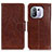 Leather Case Stands Flip Cover N05P Holder for Xiaomi Mi 11 Pro 5G Brown