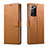 Leather Case Stands Flip Cover N08 Holder for Samsung Galaxy Note 20 Ultra 5G Light Brown