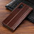 Leather Case Stands Flip Cover P01 Holder for Samsung Galaxy Note 10 Plus 5G Brown