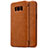 Leather Case Stands Flip Cover S01 for Samsung Galaxy S8 Plus Brown
