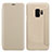 Leather Case Stands Flip Cover S01 for Samsung Galaxy S9 Gold