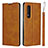 Leather Case Stands Flip Cover S02 Holder for Oppo Find X2 Pro Light Brown